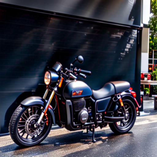 098_The black motorcycle is parked on the sidewalk..png